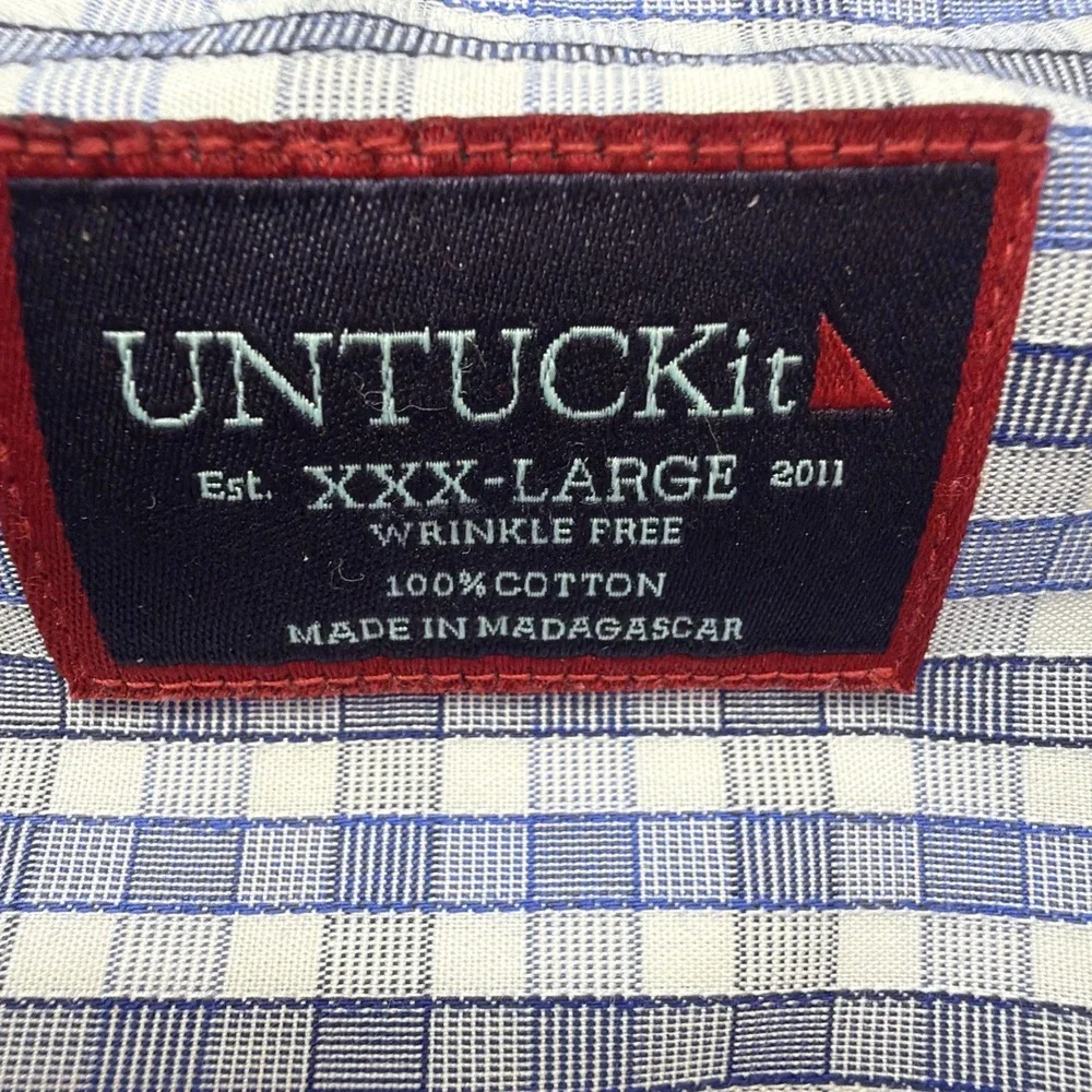 UNTUCKit   Durif WF Reg Fit Men's‎ XXXL  Long Sleeve Button Up Blue Plaid 01096 - Picture 2 of 13